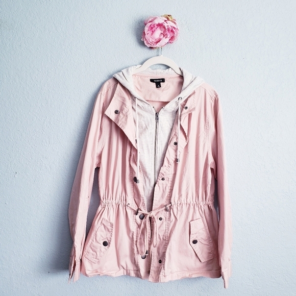 Torrid Pink Twill Jersey Sleeve Anorak Jacket - Picture 2 of 8